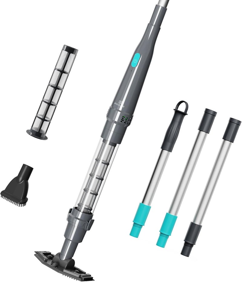 PoolMr Handheld Spa Hot Tub Vacuum- Cordless Small Above Ground Pool Cleaner with 2 Brush Heads, 90 Mins Running Time, 12 Gallons/Min Powerful Suction, Ideal for Cleaning Debris and Sand Underwater, Black - Image 1